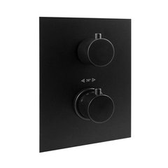 Термостат для душа на 2 потребителя Paffoni Light (цвет – черный матовый), с металлической накладкой