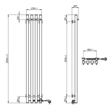 Электрический полотенцесушитель NAVIN LEVANTE 210х1200 L SENSOR / черный муар (12-257153-2112)
