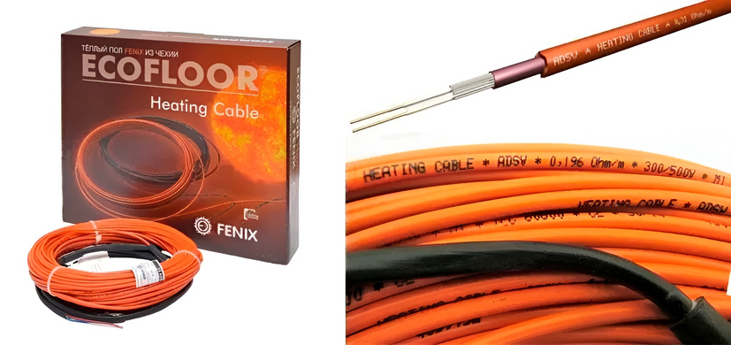 Нагревательный двужильный кабель FENIX ADSV 18 - 8.5м / 0.85м² / 160Вт (ADSV 18-160)