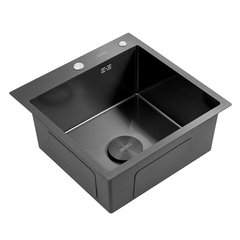 Мийка кухонна з нержавіючої сталі DUSEL DS50560-2NB 600*500*220 (Nano Black) (Dusel-597)