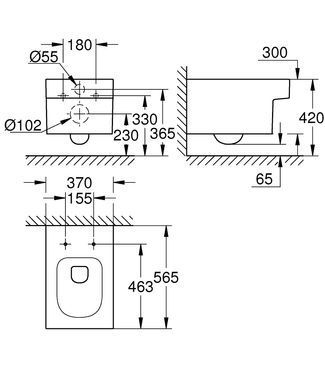 Подвесной унитаз GROHE CUBE CERAMIC (3924500H)