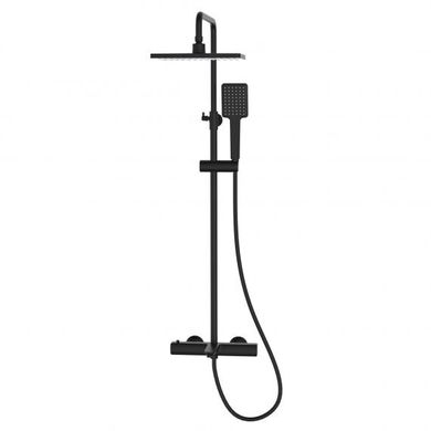 IMPRESE BILOVEC BM система душевая (смеситель-термостат для ванны, верхний и ручной душ, шланг полимер), черный матовый (T-10256)
