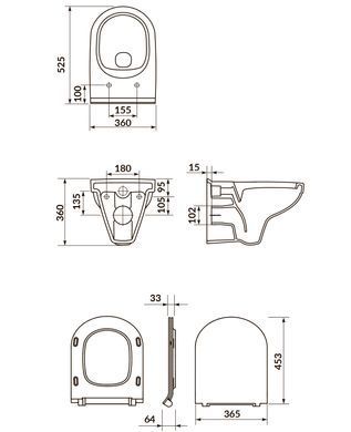 Підвісний унітаз CERSANIT ZIP SIMPLE ON / сидіння SOFT CLOSE SLIM (S701-567)