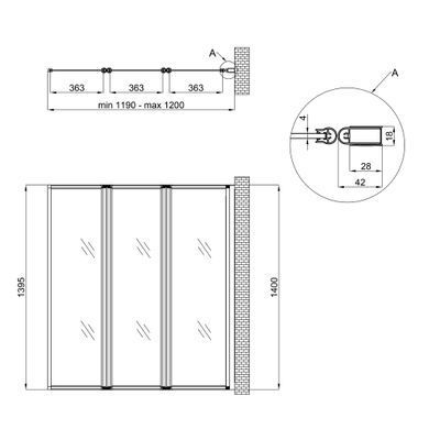 Шторка для ванны QTAP GEMINI 120х140 / профиль белый / стекло PEAR (GEMWHI401214RP4)