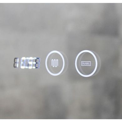 Зеркало DUSEL LED DE-M0065D 65х80 BLACK / сенсорное включение / подогрев / часы | темп (Dusel-541)