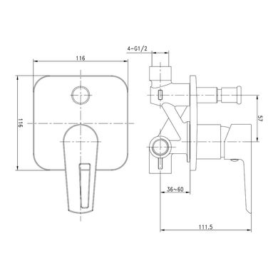 Змішувач прихованого монтажу для ванни IMPRESE BRECLAV, хром/білий, 35 мм (VR-10245WZ)