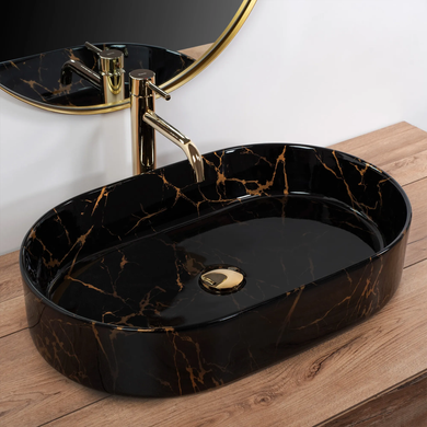 Раковина REA NADIA MARBLE SHINY 38.5х61 / черная (REA-U0539)