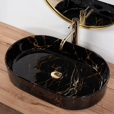 Раковина REA NADIA MARBLE SHINY 38.5х61 / черная (REA-U0539)