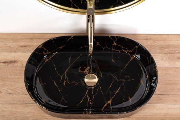 Раковина REA NADIA MARBLE SHINY 38.5х61 / черная (REA-U0539)