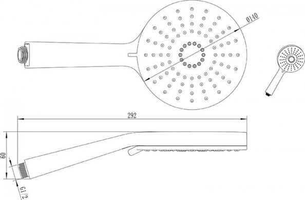 Ручний душ RAVAK Flat XXL 961.00, с 3 типами струи, хром X07P344