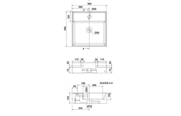 Раковина SCARABEO TEOREMA 2.0 46х46 R (5104)