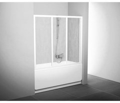Шторка для ванны с дверью RAVAK AVDP3-150 трехэлементная, раздвижная 1470-1510x1370 мм профиль сатин, стекло TRANSPARENT 40VP0U02Z1, 1470