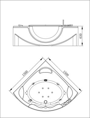 Ванна акриловая гидромассажная VOLLE 150x150 (12-88-103A)