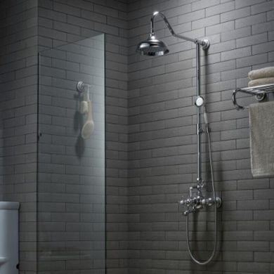 Душевая система KRAUS APOLLO со смесителем для ванны, верхним и ручным душем, хром KEF-16055CH