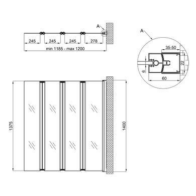 Шторка на ванну QTAP GEMINI 120х140 / профіль білий / скло PEAR (GEMWHI401214RP6)