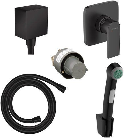 Набір для гігієнічного душу прихованого монтажа HANSGROHE VERNIS SHAPE MATT BLACK 5в1 (20230006)