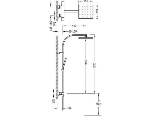 Душевая система TRES CLASS с термостатом верхним и ручным душем хром 20539501