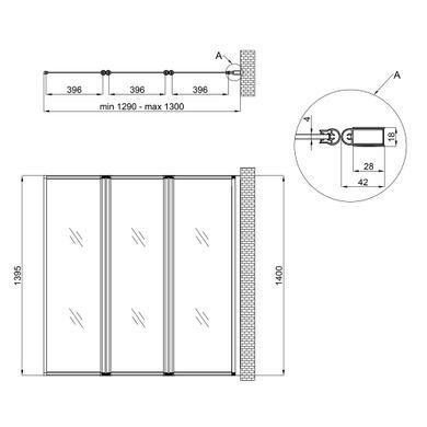 Шторка для ванны QTAP GEMINI 130х140 / профиль белый / стекло PEAR (GEMWHI401314RP4)