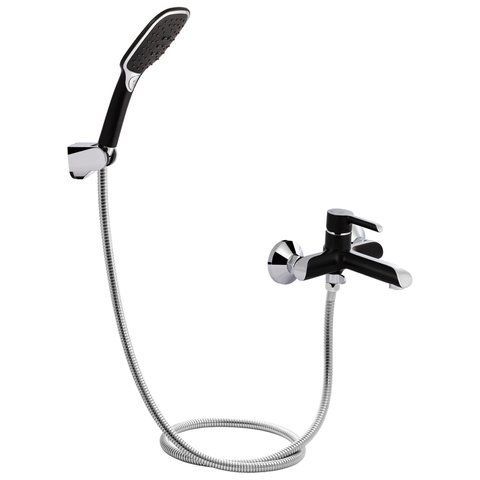 Змішувач для ванни QTAP GRAND (з душовим гарнітуром) QTGRABCR006 CHROME/BLACK, Чорний; Хром