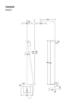 Душовий гарнітур CORSAN ANGO BLACK MATT з термотстатом та виливом (CMN020)