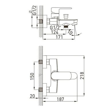 Змішувач для ванни VOLLE FIESTA, хром, 35 мм (15152100)