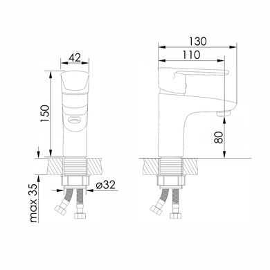 Змішувач для раковини VOLLE TRAJAN , 35 мм, cromo (1545.010101)