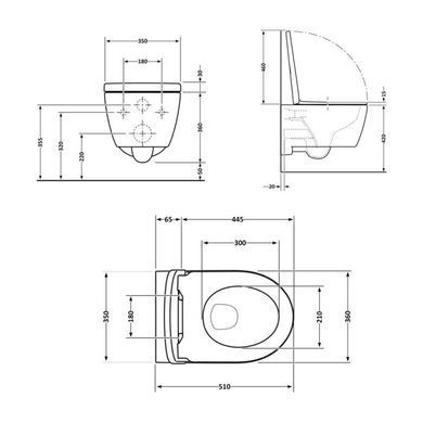 Подвесной унитаз QTAP SCORPIO ULTRA QUIET + сиденье SOFT CLOSE (QT14332380AW)