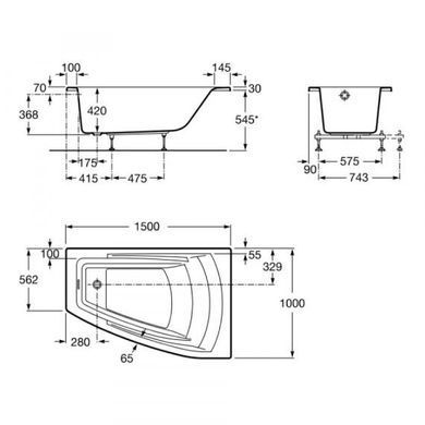 Ванна акриловая ROCA HALL 150х100 R (A248165000)