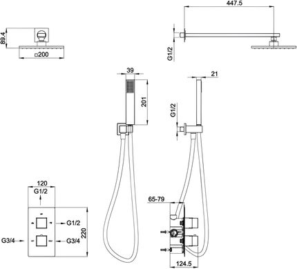 Душевая система KOLLER POOL CTQ021 термостат / скрытый монтаж (CTQ021)