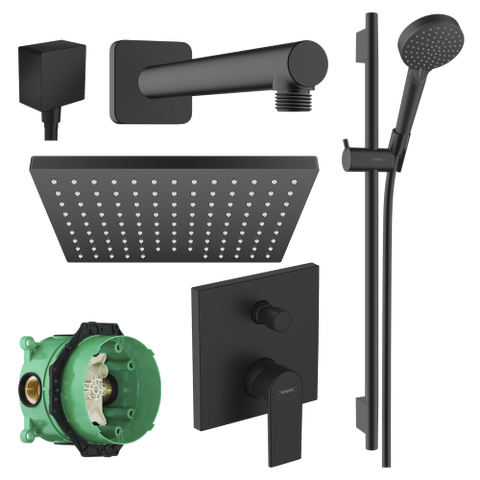 Душова система HANSGROHE VERNIS SHAPE (71468670, 01800180, 26423670, 26455670, 26283670, 26405670) / чорний / матовий (20230004)