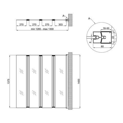 Шторка для ванны QTAP GEMINI 130х140 / профиль белый / стекло PEAR (GEMWHI401314RP6)