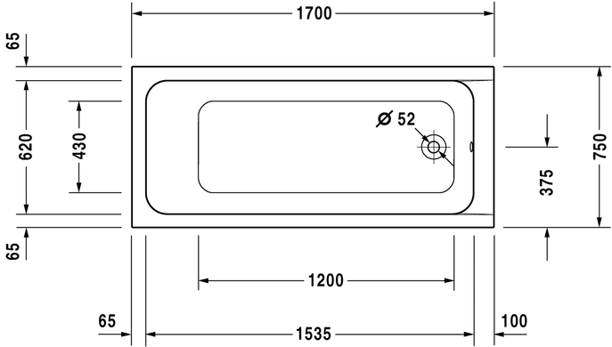 Ванна акрилова DURAVIT D-CODE 170х75 (700100000000000)
