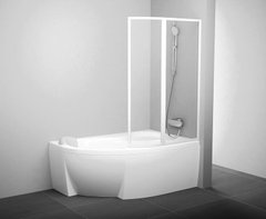 Шторка для ванны RAVAK ROSA VSK2 150 L двухэлементная, левая h1500 мм профиль белый, стекло RAIN 76L8010041, 915