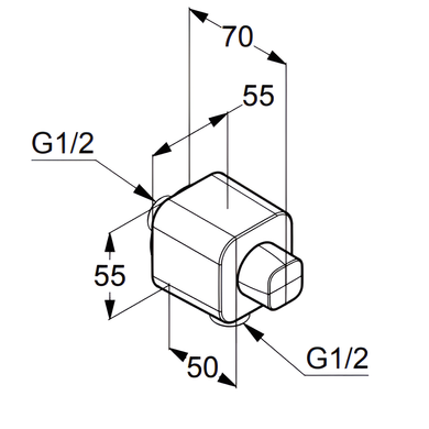 Шланговое подключение KLUDI A-QA с запорным вентилем, без обратного клапана, хром 6554505-00