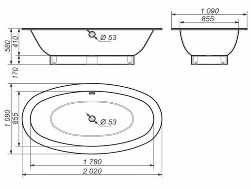 Ванна с искуственного камня Rock Design "Гармонія плюс" 202*110 (1GP202110)