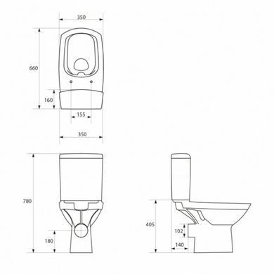 Підлоговий унітаз CERSANIT CARINA NEW CLEAN ON 481 010 3/5 + сидіння SOFT CLOSE (K31-043)