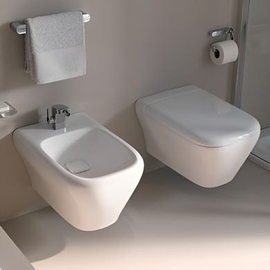 Биде GEBERIT MYDAY подвесное без перелива с крышкой сливного клапана из зах. покрытием KERATECT цвет белый глянец 235450600