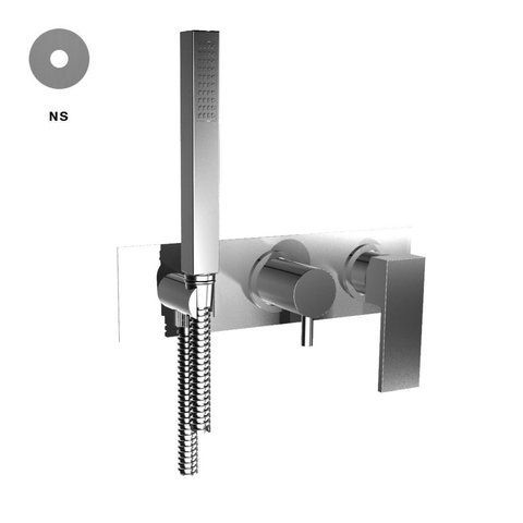 Смеситель для душа скрытого монтажа BONGIO LINE с дивертором и душевым комплектом, наружная часть, никель матовый (67552NSADPREU)