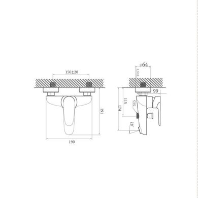 Комплект АКВА РОДОС 3в1: Змішувач для раковини CITY / Змішувач для ванни CITY / Душова гарнітура IMPERIAL IM-F03 (АР000040056)