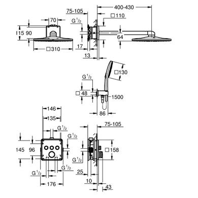 Душова система GROHE GROHTHERM SMARTCONTROL CUBE / на 3 виходи / термостат / хром (34864000)