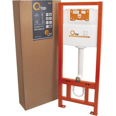 Комплект 4в1: Инсталляция для унитаза QTAP NEST ST + подвесной унитаз CROW ULTRA QUIET 490X360X290 + клавиша смыва CHROME (QT05335171W45129)