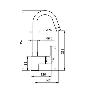 Змішувач для кухні KOLLER POOL ROUND ARC / 35 мм (RA0500)