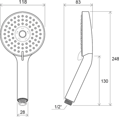 Ручний душ RAVAK 953.00 с 3 типами струи, хром X07P009