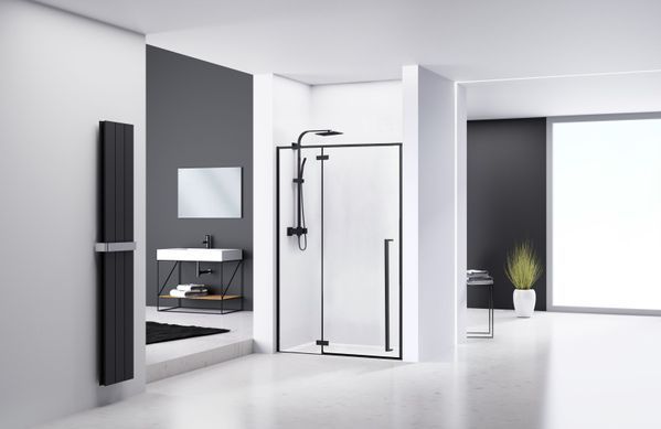 Душевые двери REA FARGO BLACK MAT 110X195 / профиль черный матовый / стекло прозрачное (REA-K6325)