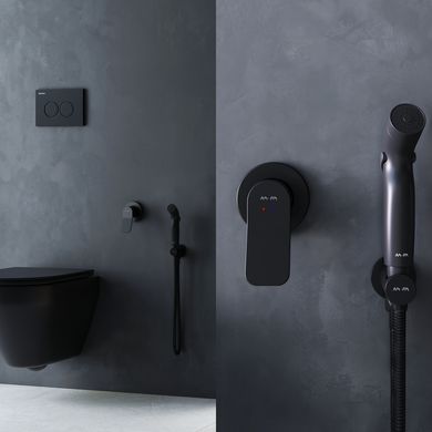 Змішувач для ванни та душу AM.PM X-JOY / чорний / монтується в стіну з гігієнічним душем (F40H85A22)