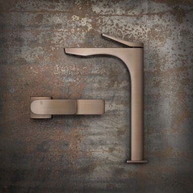 Змішувач для умивальника GESSI RILIEVO, високий, донний клапан, COPPER BRUCHED PVD (59009708)