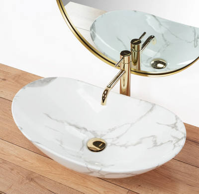 Раковина REA ROYAL MARMO SHINY 36х60.5 / чорна / золото (REA-U8009)