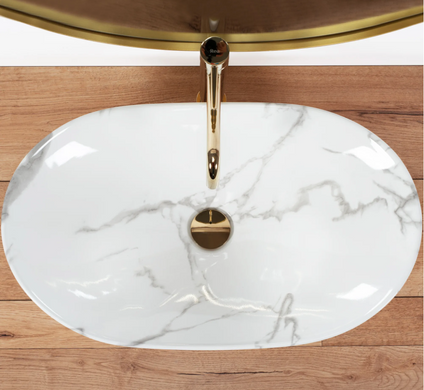 Раковина REA ROYAL MARMO SHINY 36х60.5 / чорна / золото (REA-U8009)