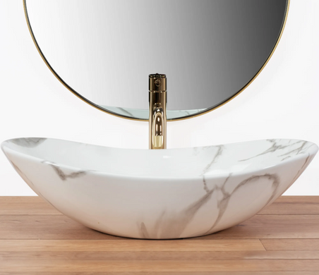 Раковина REA ROYAL MARMO SHINY 36х60.5 / чорна / золото (REA-U8009)