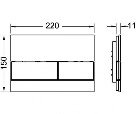 Панель смыва для унитаза TECEsquare, стекло белое, кнопки хром глянцевый (9240802)